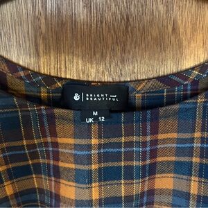 Women's Plaid Midi Dress - Blue and Orange